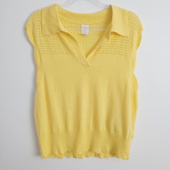 🆕️Joie Yellow Knit Vest Top Size XL - Picture 1 of 4